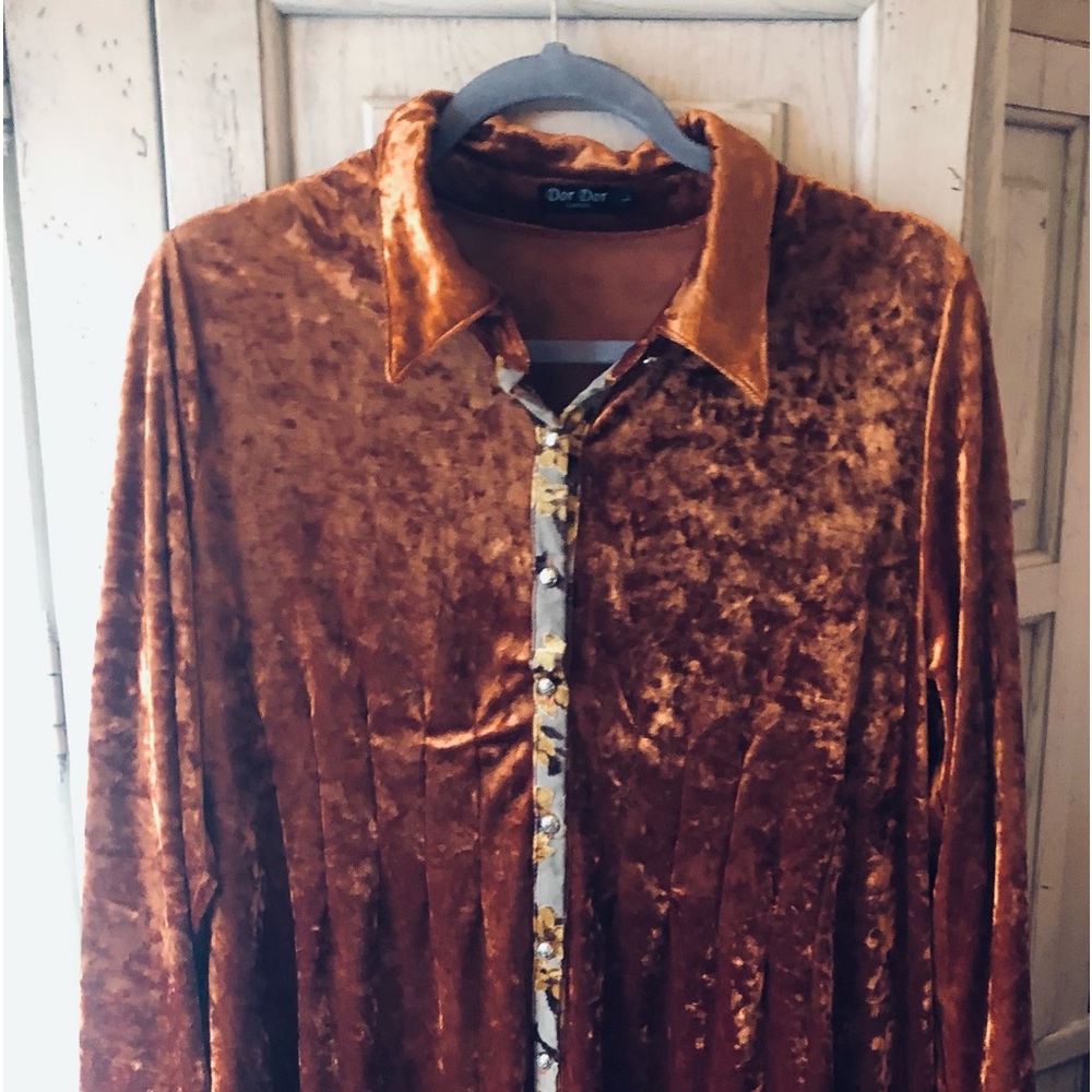 Anthropologie NWOT brownish crushed velvet tunic, dress or jacket. Large.